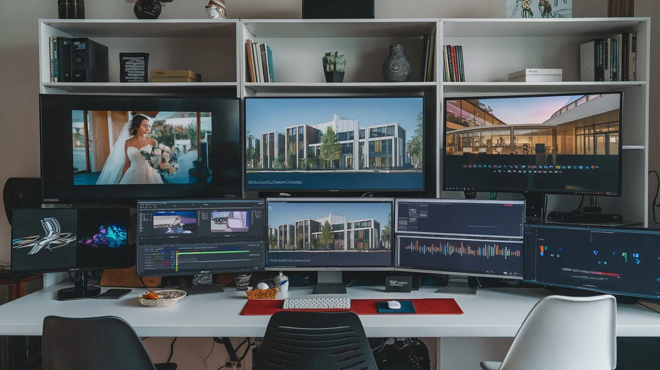 Different types of video editing services including wedding, real estate, and corporate.